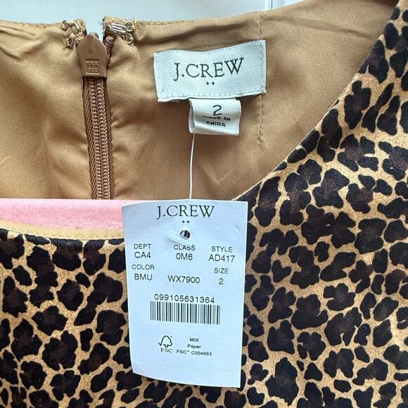 J Crew Cheetah Print Sheath Pencil Dress Size 2 NWT Office Classic Capsule Femme - Picture 7 of 8
